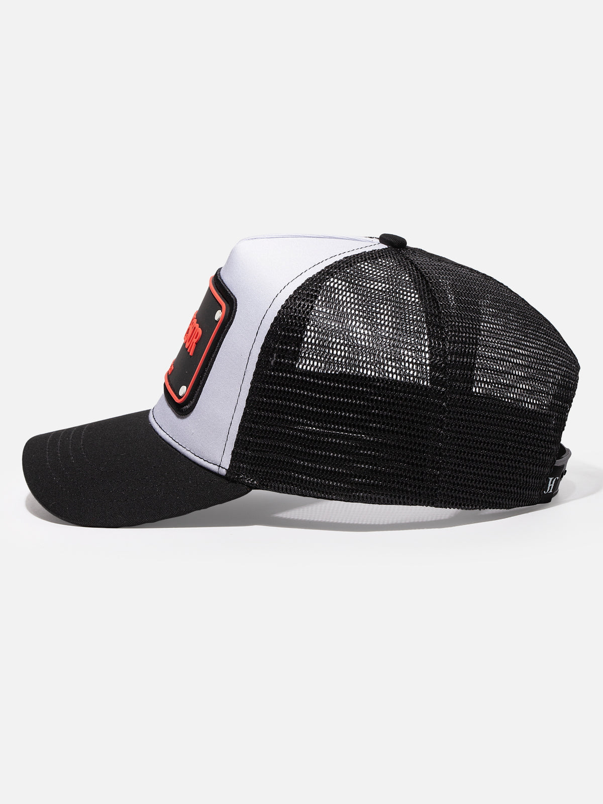 El Profesor White/Black Rubber Trucker Cap by John Hatter & CO
