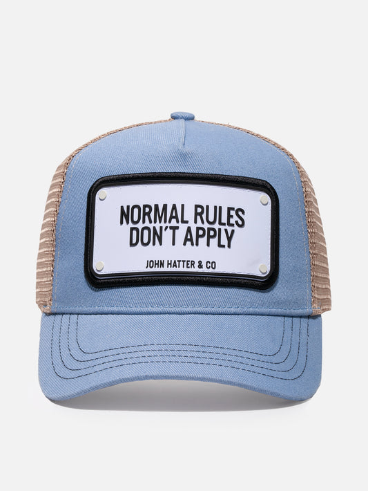 Normal Rules Don't Apply Rubber Trucker Cap by John Hatter & CO