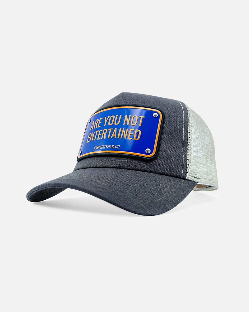 Are You Not Entertained aluminium plate trucker cap by John Hatter & CO