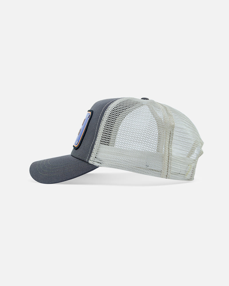 Are You Not Entertained aluminium plate trucker cap by John Hatter & CO, side view