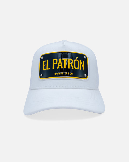 El Patrón White Trucker Cap by John Hatter & CO, front view