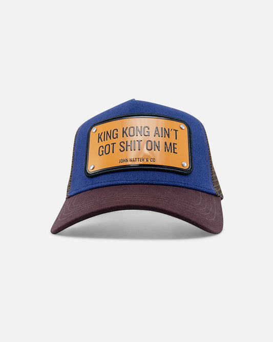 King Kong Ain't Got Shit Blue Trucker Cap by John Hatter & CO, front view