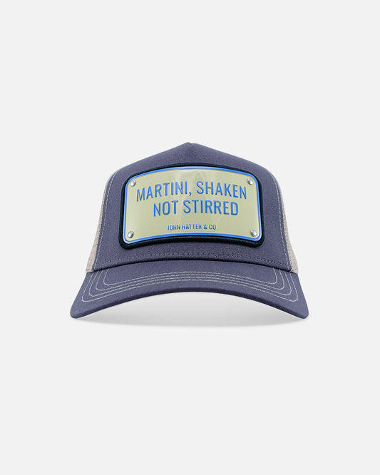 Martini Shaken Not Stirred Grey Trucker Cap by John Hatter & CO, front view