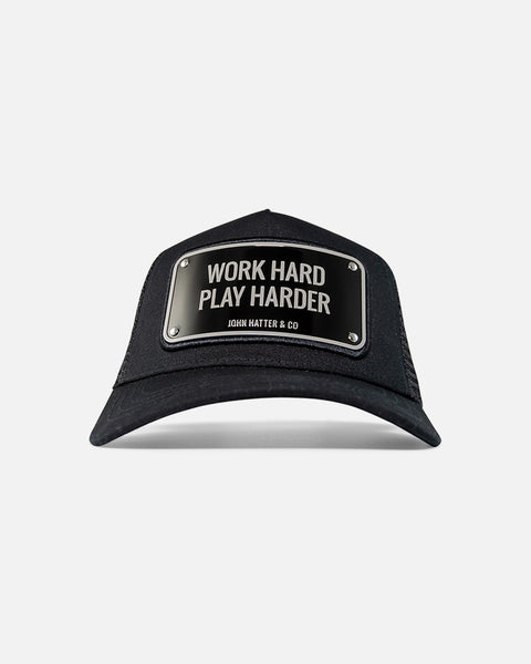 Work Hard Black Cap - Trucker Hat - John Hatter
