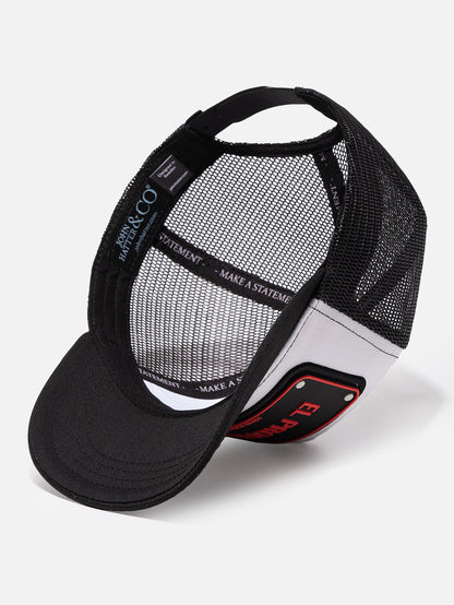 El Profesor White/Black Rubber Trucker Cap by John Hatter & CO