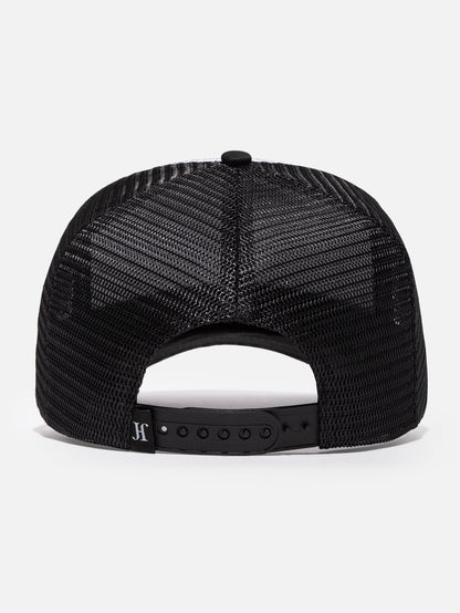 El Profesor White/Black Rubber Trucker Cap by John Hatter & CO