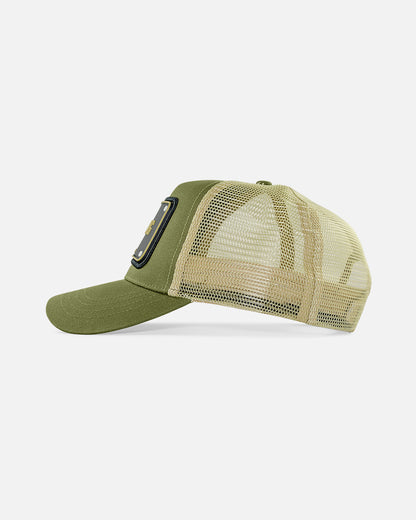 Cash Is King - Olive Green Rubber Trucker Cap by John Hatter & CO