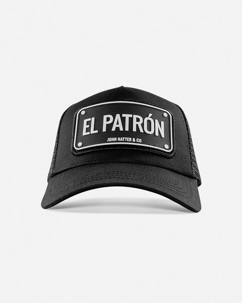 El Patron Black/White Rubber Trucker Cap by John Hatter & CO