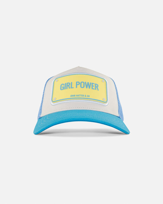Girl Power Blue Rubber Trucker Cap by John Hatter & CO