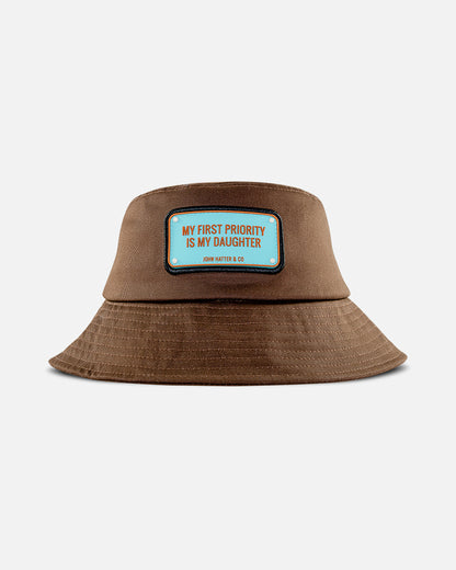 My First Priority Is My Daughter Brown Bucket Hat by John Hatter & CO