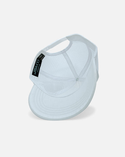 El Patrón White Trucker Cap by John Hatter & CO, angled view