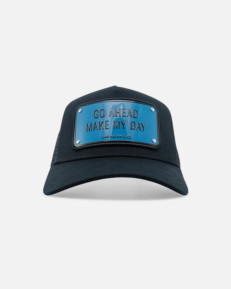 Go Ahead Make My Day Black Cap Trucker Hat John Hatter Go ahead make my day black cap trucker hat john hatter