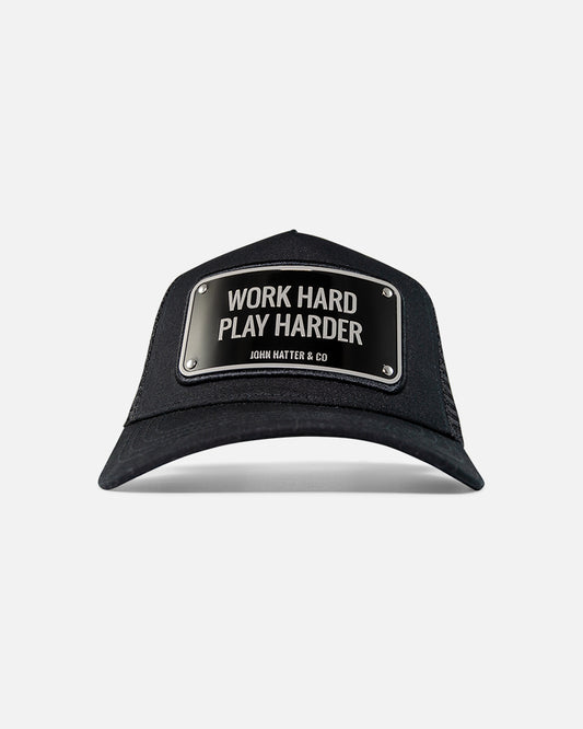 Work Hard Black Trucker Cap by John Hatter & CO